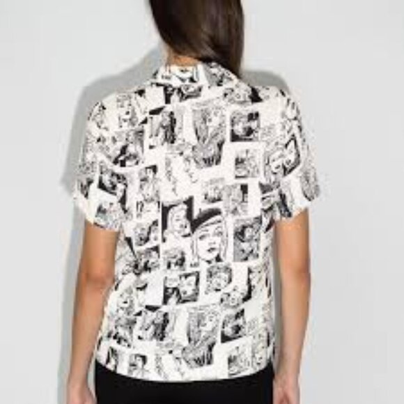 Reformation Women's Black and White Shirt short sleeve pictures pattern size XS - Picture 3 of 8